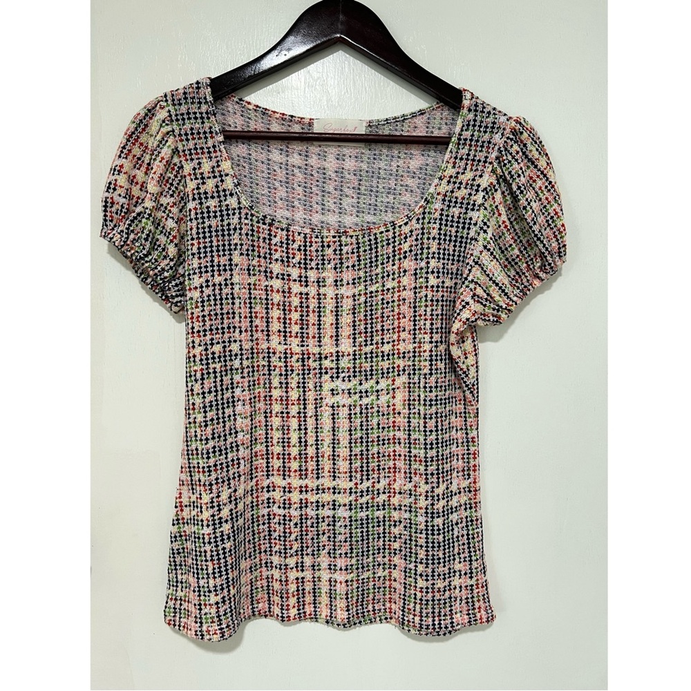 Sugarfox Knit Puff Sleeves Blouse
